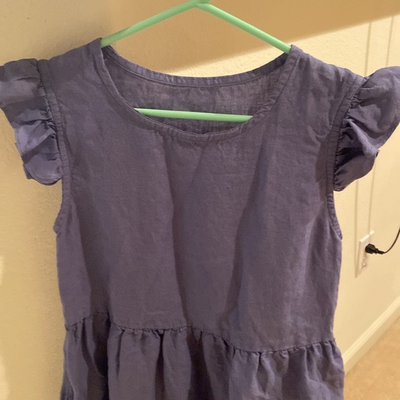 Periwinkle Ruffle Linen Dresss - Picture 2 of 8